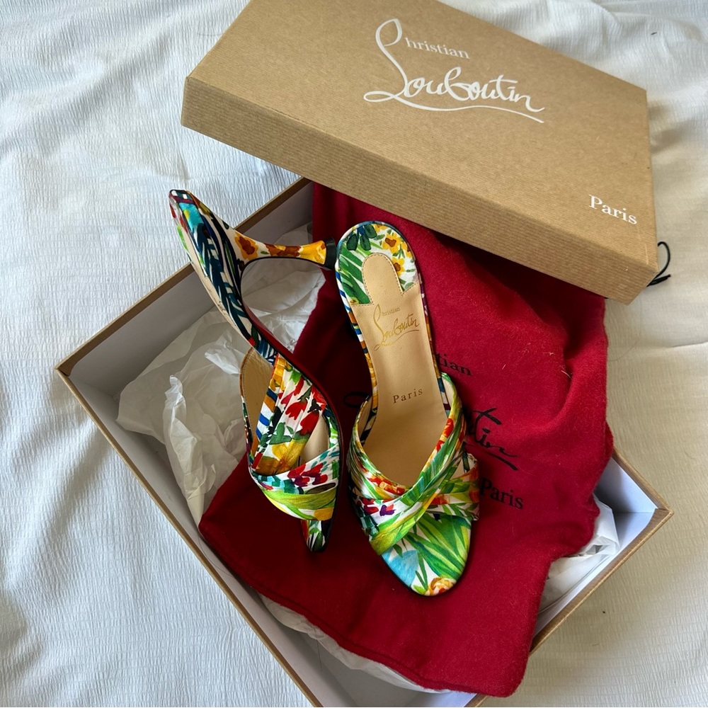 Louboutin Nicol Fleuri 85 Satin Heeled Sandal